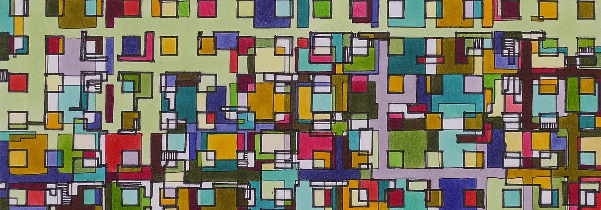 A colorful abstract image of squares and rectangles.