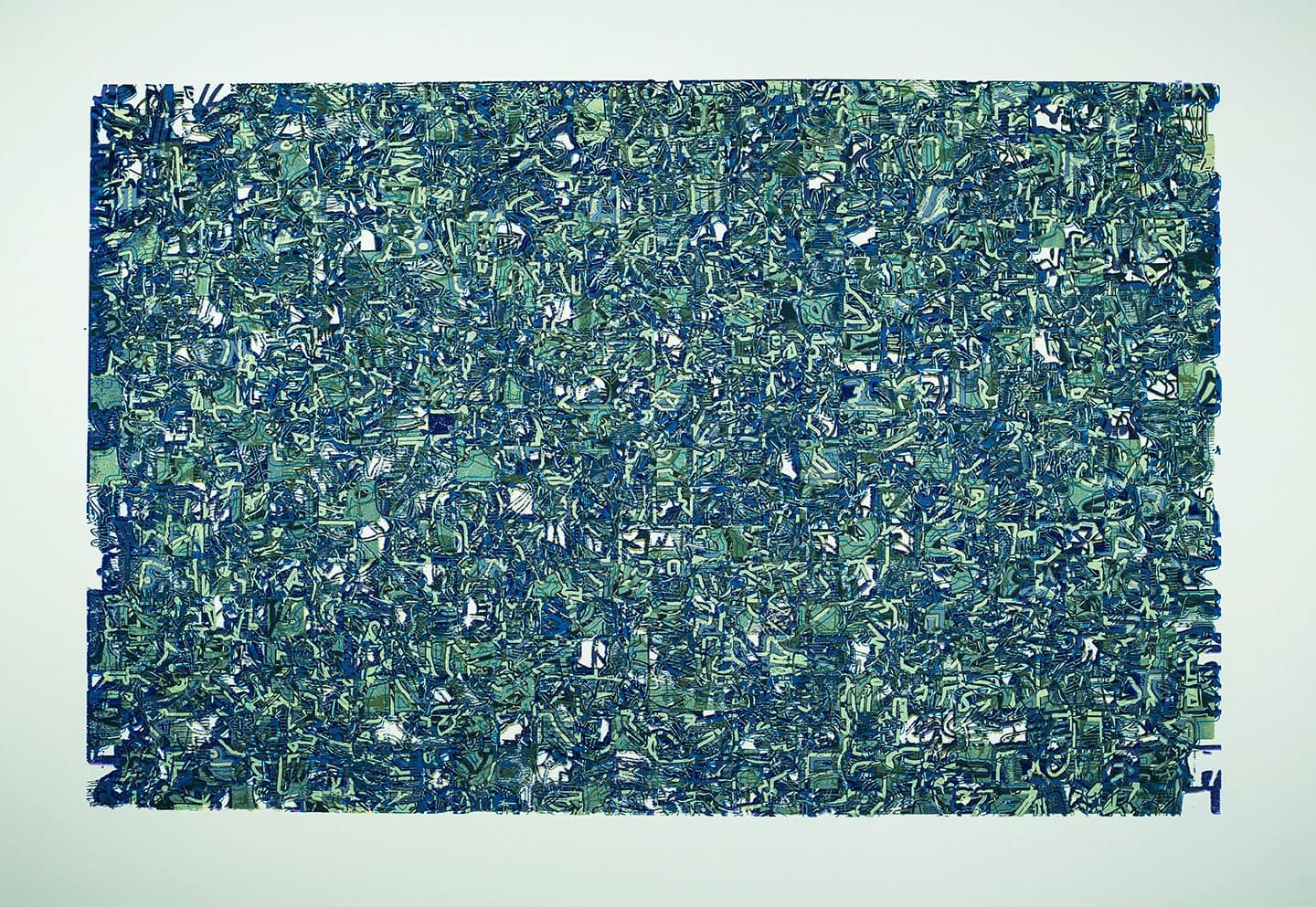 A close up of the surface of a green and blue plant.