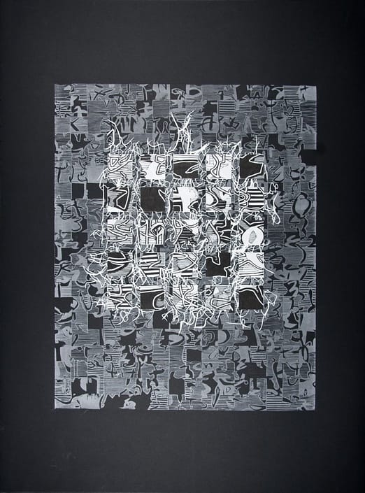 Word-Map-Grid-#3 A black and white picture of a square with many different shapes