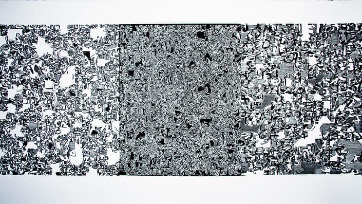 Word-Map-Triptych-2 A black and white picture of some sort of pattern.