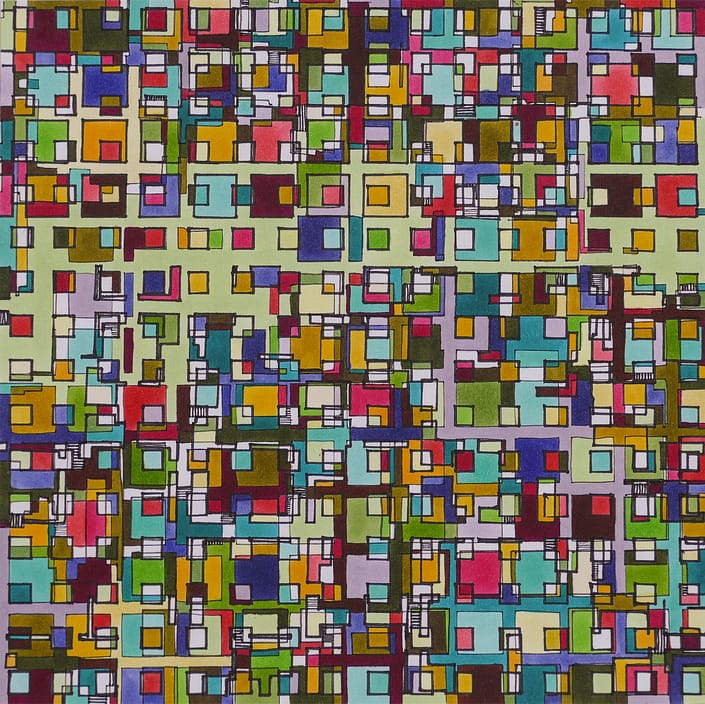 Urbanized Unfolded 4 A colorful abstract image of squares and rectangles.